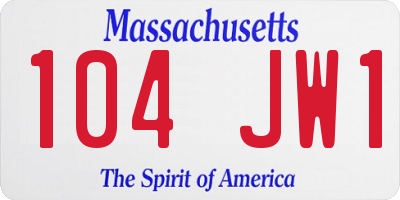 MA license plate 104JW1