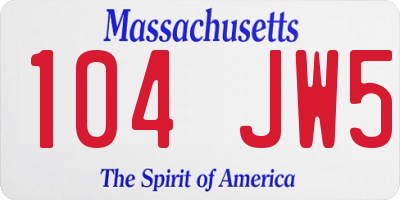 MA license plate 104JW5