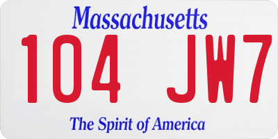 MA license plate 104JW7