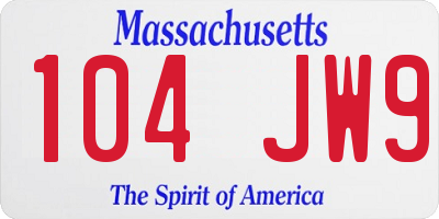 MA license plate 104JW9