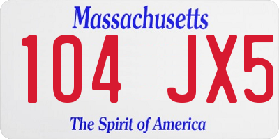 MA license plate 104JX5