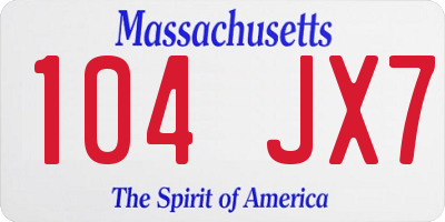 MA license plate 104JX7