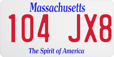 MA license plate 104JX8