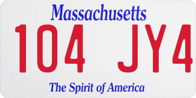 MA license plate 104JY4