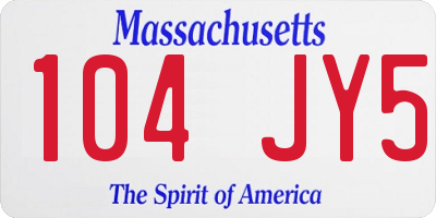 MA license plate 104JY5