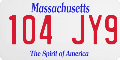 MA license plate 104JY9