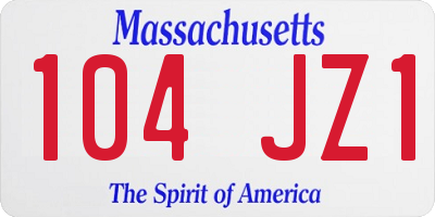 MA license plate 104JZ1