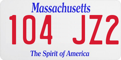 MA license plate 104JZ2