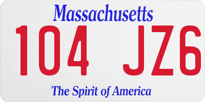 MA license plate 104JZ6