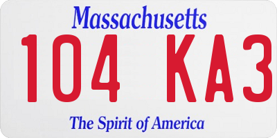 MA license plate 104KA3