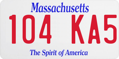 MA license plate 104KA5