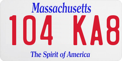 MA license plate 104KA8