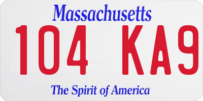 MA license plate 104KA9