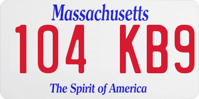 MA license plate 104KB9