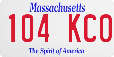 MA license plate 104KC0