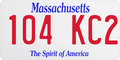 MA license plate 104KC2