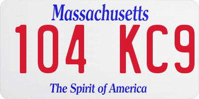 MA license plate 104KC9