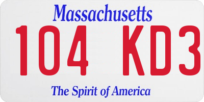 MA license plate 104KD3