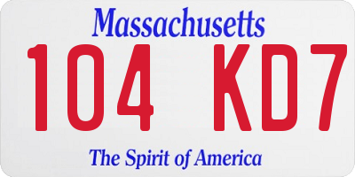 MA license plate 104KD7