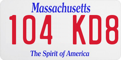 MA license plate 104KD8