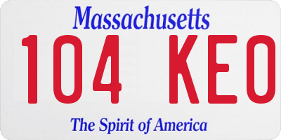 MA license plate 104KE0