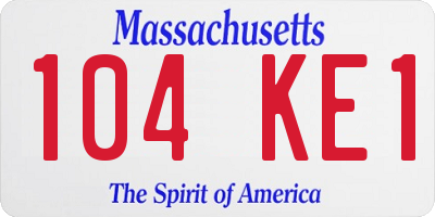 MA license plate 104KE1