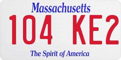 MA license plate 104KE2