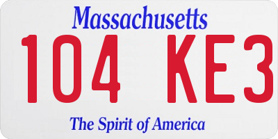 MA license plate 104KE3