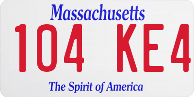 MA license plate 104KE4