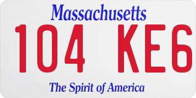 MA license plate 104KE6
