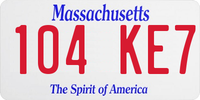 MA license plate 104KE7