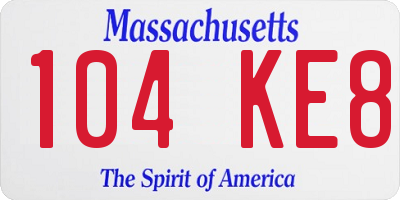 MA license plate 104KE8