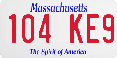 MA license plate 104KE9