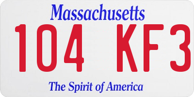 MA license plate 104KF3