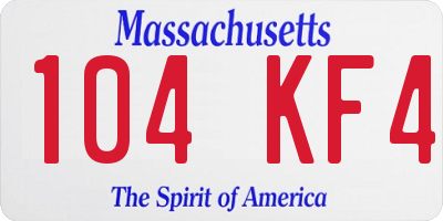 MA license plate 104KF4