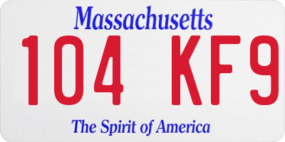 MA license plate 104KF9