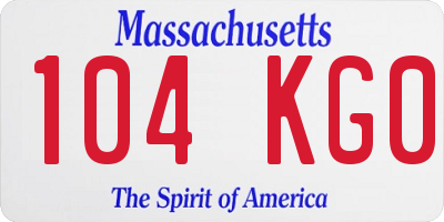 MA license plate 104KG0