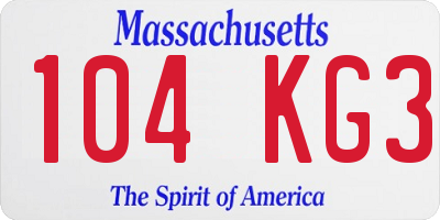 MA license plate 104KG3