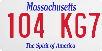 MA license plate 104KG7