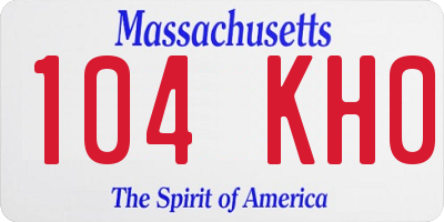 MA license plate 104KH0