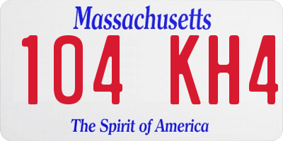 MA license plate 104KH4