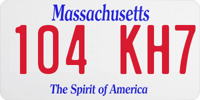 MA license plate 104KH7