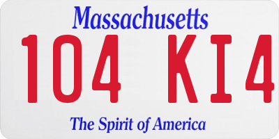 MA license plate 104KI4