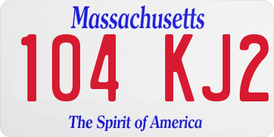 MA license plate 104KJ2