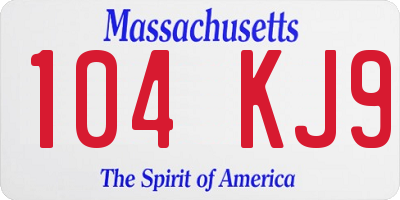 MA license plate 104KJ9