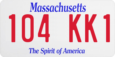 MA license plate 104KK1