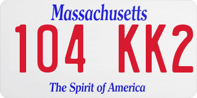 MA license plate 104KK2