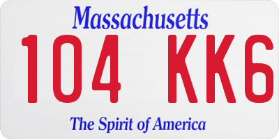 MA license plate 104KK6