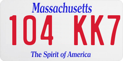 MA license plate 104KK7