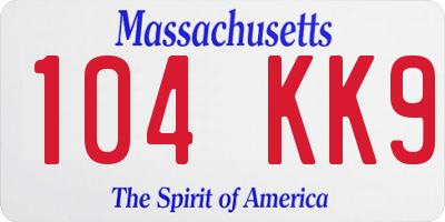 MA license plate 104KK9